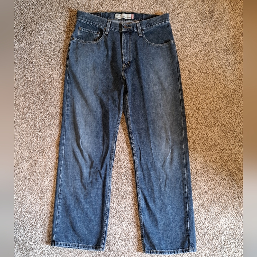 Vintage Levi's 569 Loose Straight Distressed Denim Blue Jeans Men's Size 32x32
